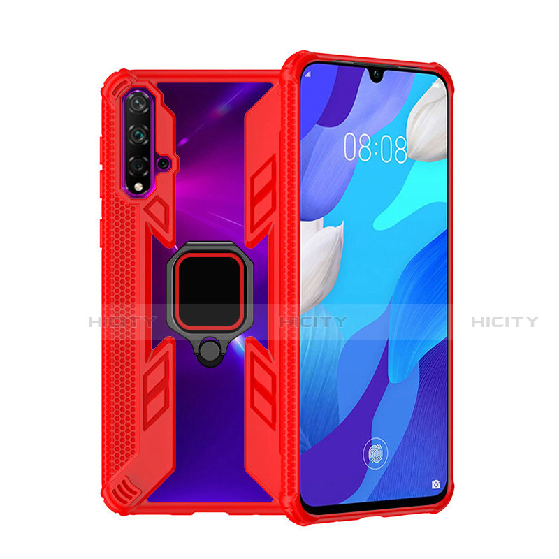 Custodia Silicone e Plastica Opaca Cover con Magnetico Anello Supporto R04 per Huawei Nova 5 Pro