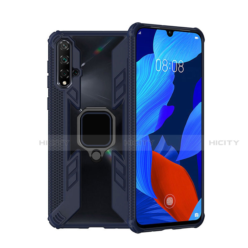 Custodia Silicone e Plastica Opaca Cover con Magnetico Anello Supporto R04 per Huawei Nova 5 Pro