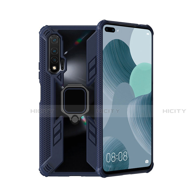 Custodia Silicone e Plastica Opaca Cover con Magnetico Anello Supporto R04 per Huawei Nova 6