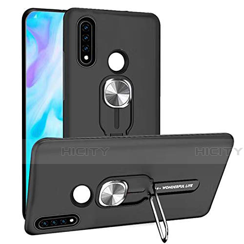 Custodia Silicone e Plastica Opaca Cover con Magnetico Anello Supporto R04 per Huawei P30 Lite