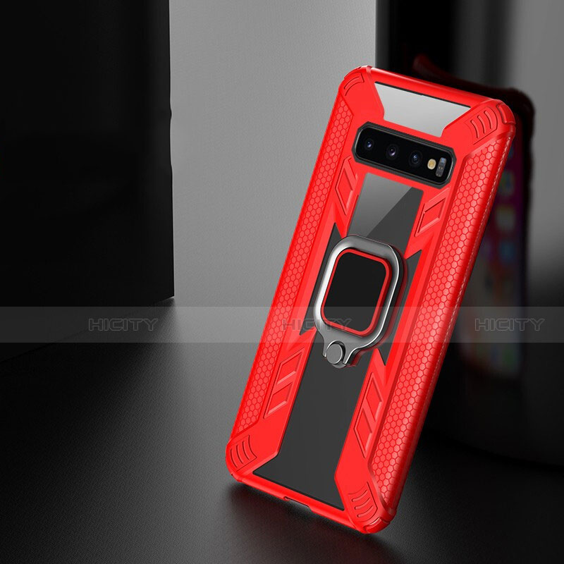 Custodia Silicone e Plastica Opaca Cover con Magnetico Anello Supporto R04 per Samsung Galaxy S10 5G