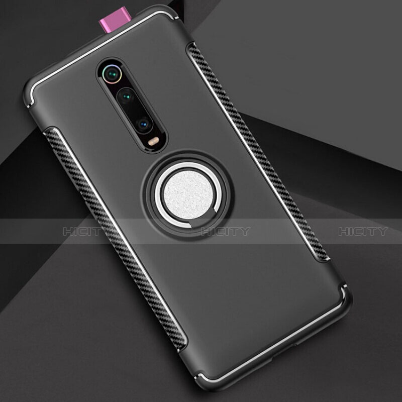 Custodia Silicone e Plastica Opaca Cover con Magnetico Anello Supporto R04 per Xiaomi Mi 9T Pro