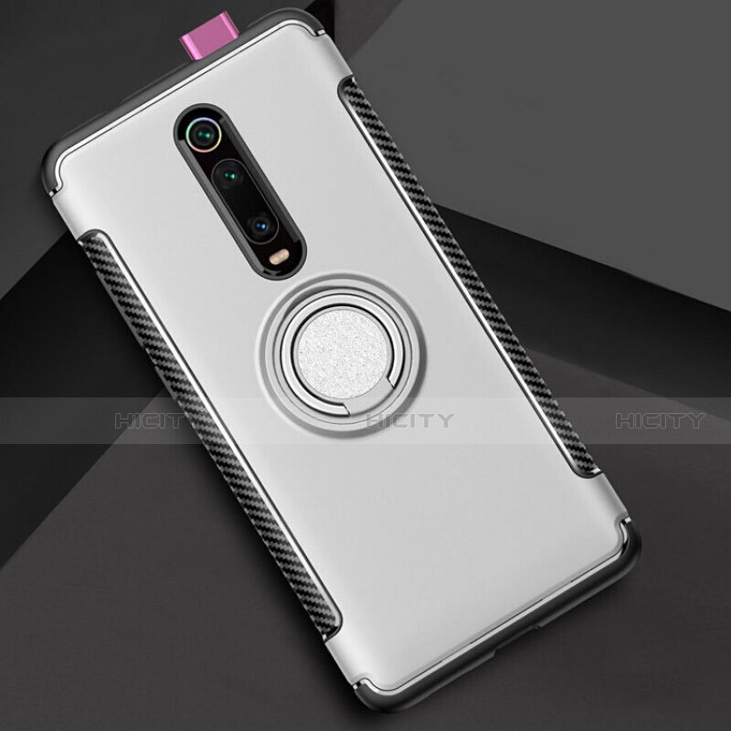 Custodia Silicone e Plastica Opaca Cover con Magnetico Anello Supporto R04 per Xiaomi Mi 9T Pro