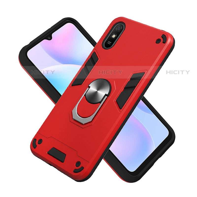 Custodia Silicone e Plastica Opaca Cover con Magnetico Anello Supporto R04 per Xiaomi Redmi 9A