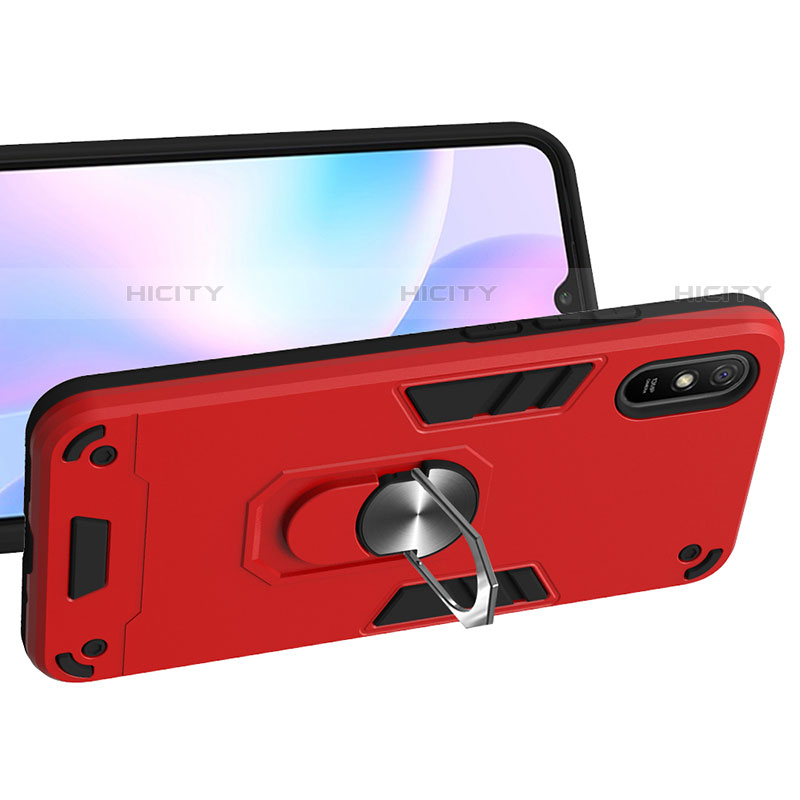 Custodia Silicone e Plastica Opaca Cover con Magnetico Anello Supporto R04 per Xiaomi Redmi 9A