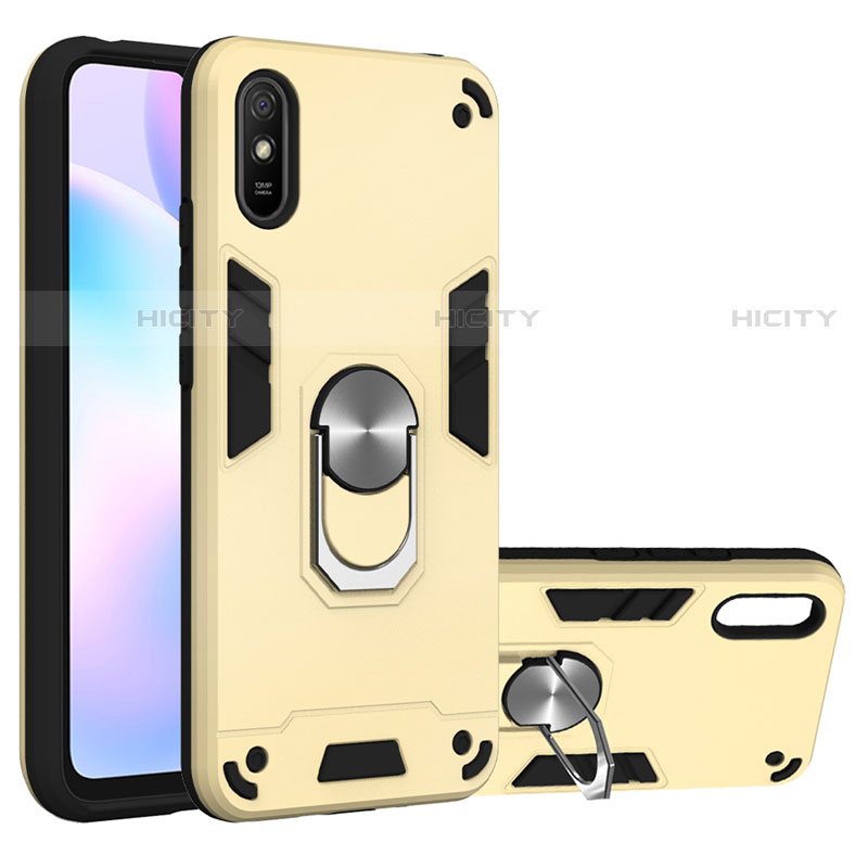 Custodia Silicone e Plastica Opaca Cover con Magnetico Anello Supporto R04 per Xiaomi Redmi 9A