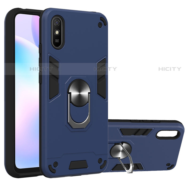 Custodia Silicone e Plastica Opaca Cover con Magnetico Anello Supporto R04 per Xiaomi Redmi 9A