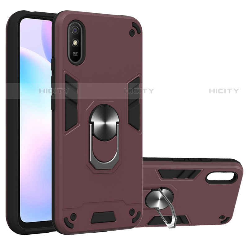 Custodia Silicone e Plastica Opaca Cover con Magnetico Anello Supporto R04 per Xiaomi Redmi 9A