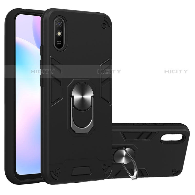 Custodia Silicone e Plastica Opaca Cover con Magnetico Anello Supporto R04 per Xiaomi Redmi 9A