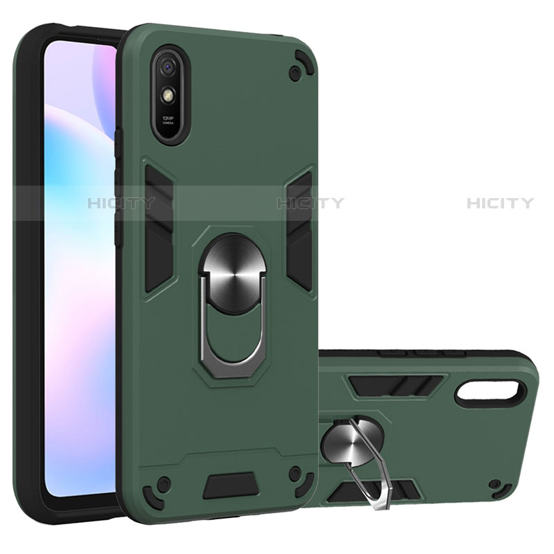 Custodia Silicone e Plastica Opaca Cover con Magnetico Anello Supporto R04 per Xiaomi Redmi 9i