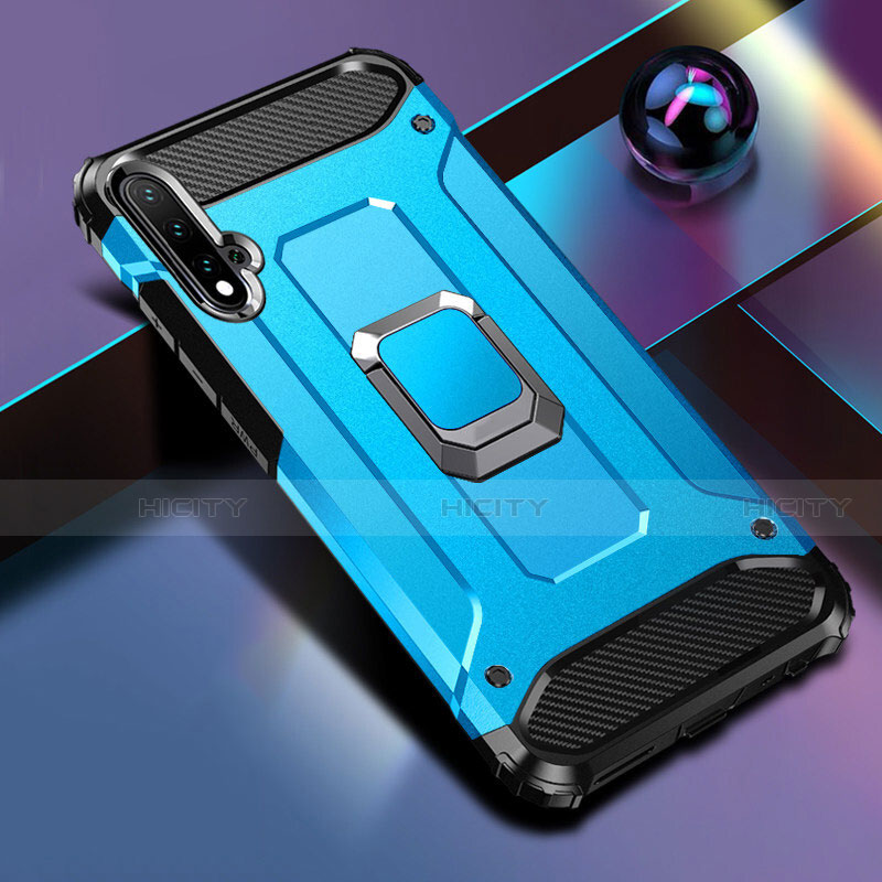 Custodia Silicone e Plastica Opaca Cover con Magnetico Anello Supporto R05 per Huawei Nova 5