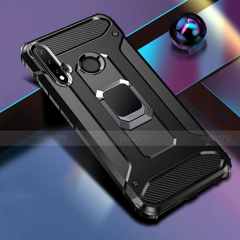 Custodia Silicone e Plastica Opaca Cover con Magnetico Anello Supporto R05 per Huawei Nova 5i