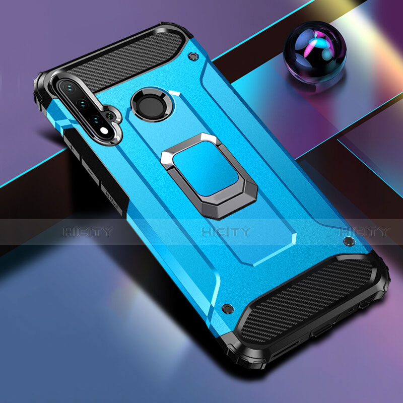 Custodia Silicone e Plastica Opaca Cover con Magnetico Anello Supporto R05 per Huawei Nova 5i