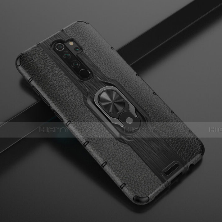 Custodia Silicone e Plastica Opaca Cover con Magnetico Anello Supporto R05 per Xiaomi Redmi Note 8 Pro Nero