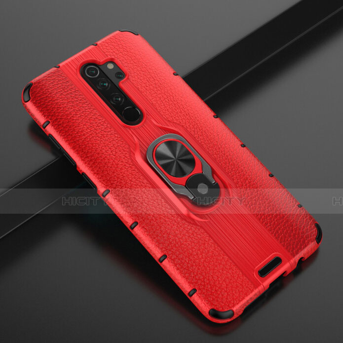 Custodia Silicone e Plastica Opaca Cover con Magnetico Anello Supporto R05 per Xiaomi Redmi Note 8 Pro Rosso