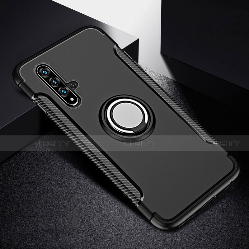 Custodia Silicone e Plastica Opaca Cover con Magnetico Anello Supporto R06 per Huawei Nova 5 Pro