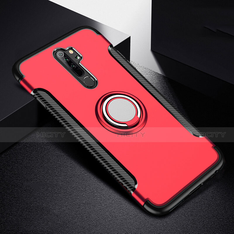 Custodia Silicone e Plastica Opaca Cover con Magnetico Anello Supporto R08 per Xiaomi Redmi Note 8 Pro