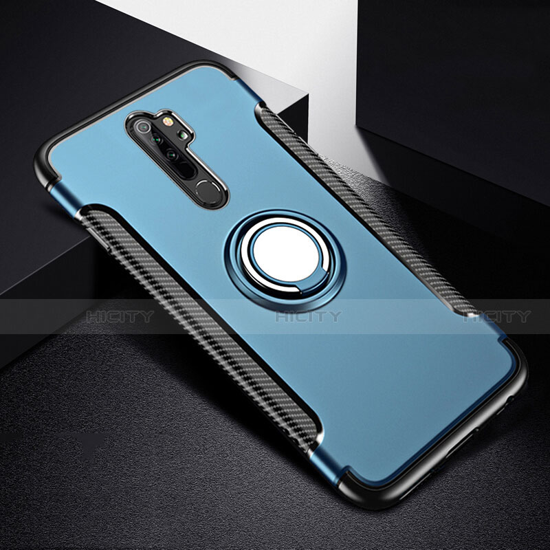 Custodia Silicone e Plastica Opaca Cover con Magnetico Anello Supporto R08 per Xiaomi Redmi Note 8 Pro