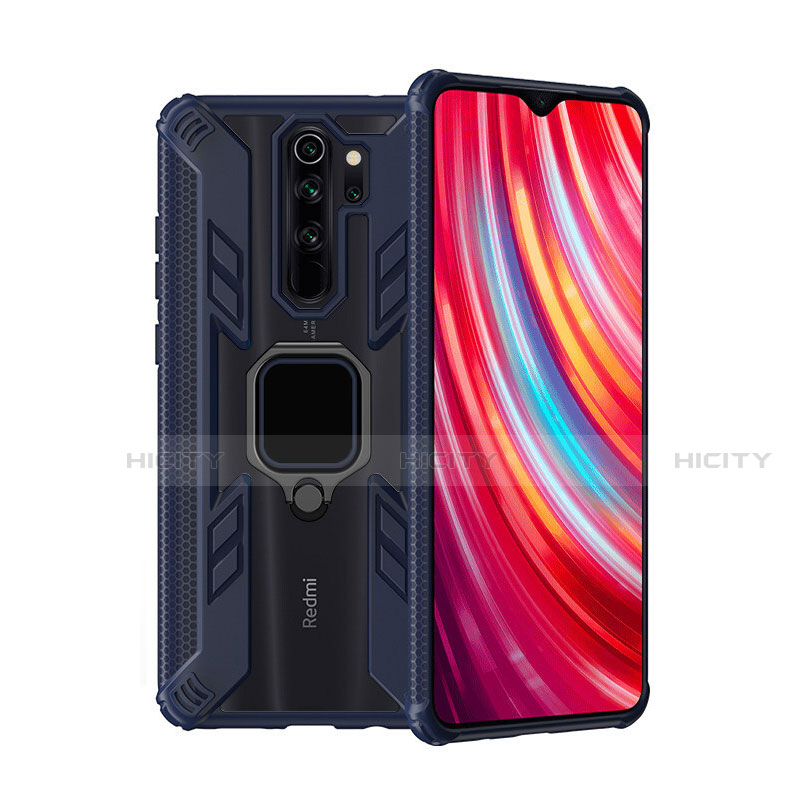 Custodia Silicone e Plastica Opaca Cover con Magnetico Anello Supporto R09 per Xiaomi Redmi Note 8 Pro