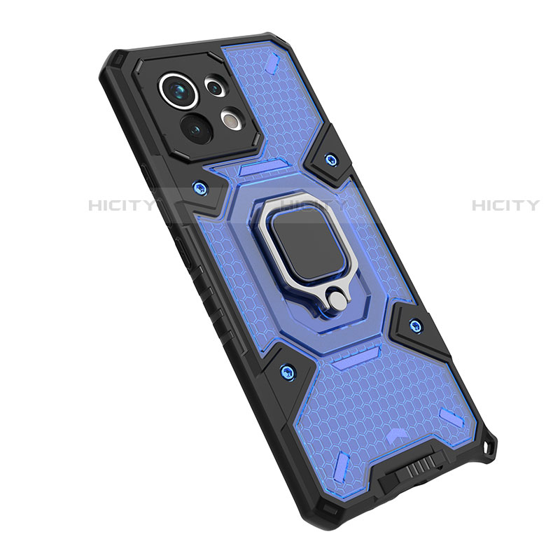 Custodia Silicone e Plastica Opaca Cover con Magnetico Anello Supporto R10 per Xiaomi Mi 11 5G Blu