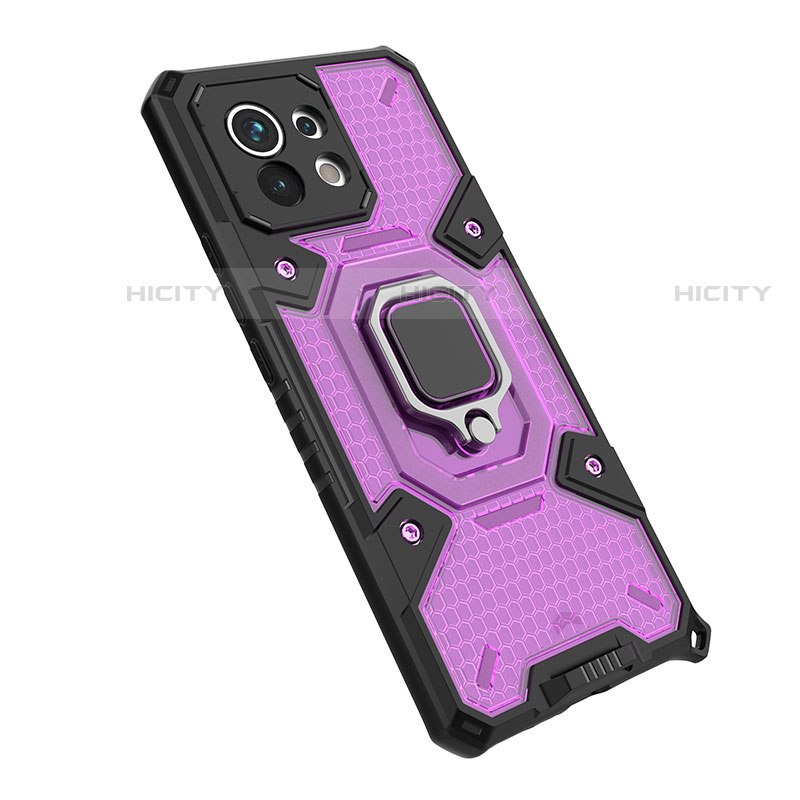 Custodia Silicone e Plastica Opaca Cover con Magnetico Anello Supporto R10 per Xiaomi Mi 11 Lite 4G Viola