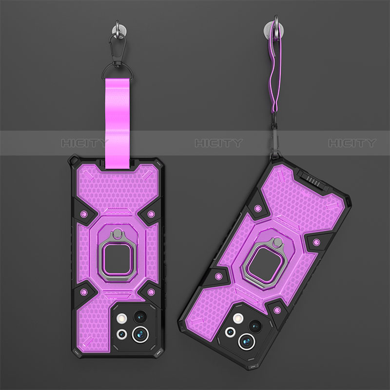 Custodia Silicone e Plastica Opaca Cover con Magnetico Anello Supporto R12 per Xiaomi Mi 11 Lite 4G Viola