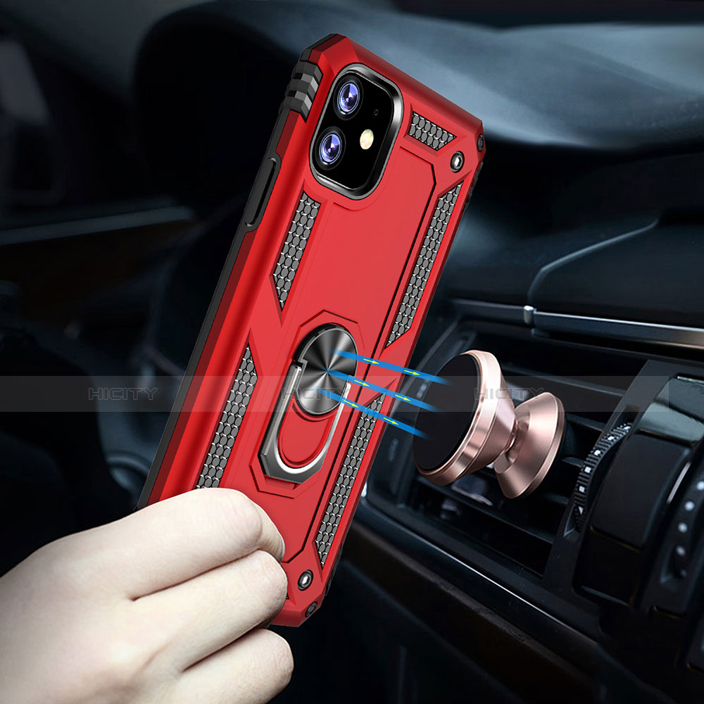 Custodia Silicone e Plastica Opaca Cover con Magnetico Anello Supporto S01 per Apple iPhone 11