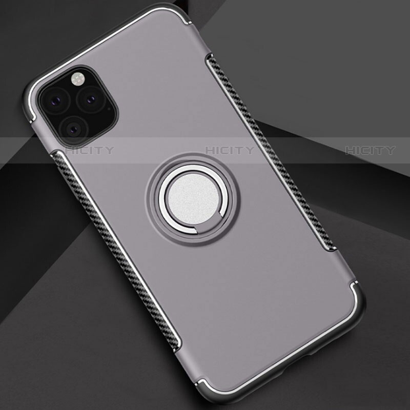 Custodia Silicone e Plastica Opaca Cover con Magnetico Anello Supporto S01 per Apple iPhone 11 Pro