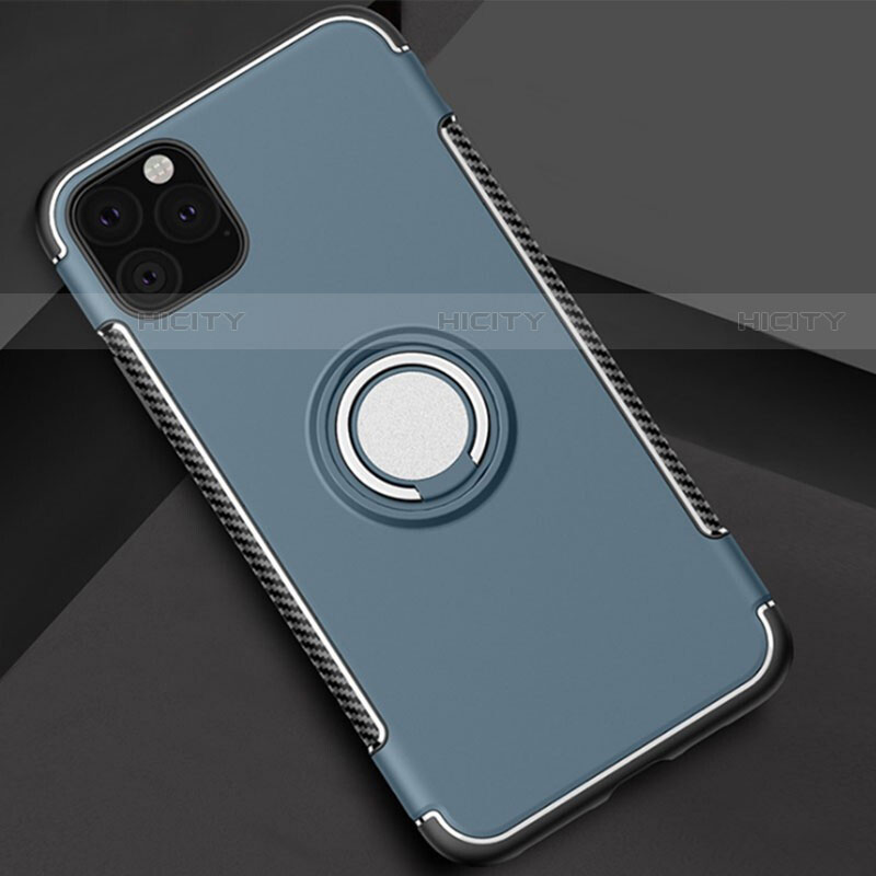 Custodia Silicone e Plastica Opaca Cover con Magnetico Anello Supporto S01 per Apple iPhone 11 Pro Max