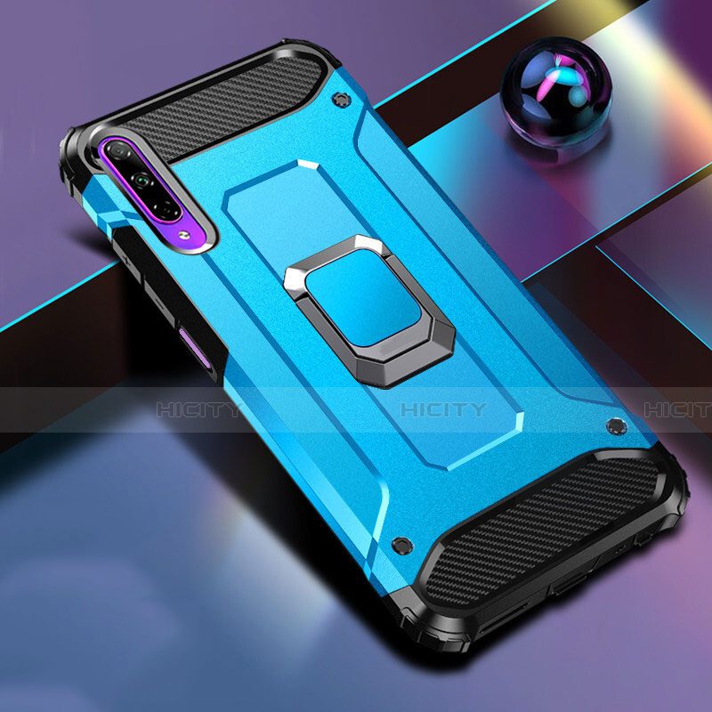 Custodia Silicone e Plastica Opaca Cover con Magnetico Anello Supporto S01 per Huawei Honor 9X Pro