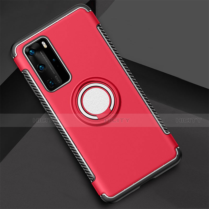 Custodia Silicone e Plastica Opaca Cover con Magnetico Anello Supporto S01 per Huawei P40 Pro