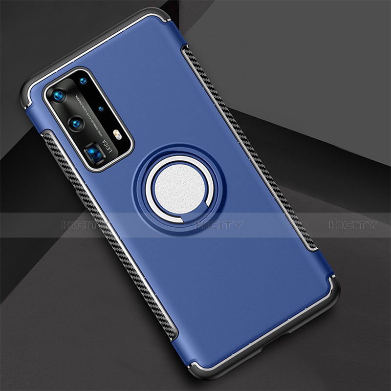 Custodia Silicone e Plastica Opaca Cover con Magnetico Anello Supporto S01 per Huawei P40 Pro+ Plus