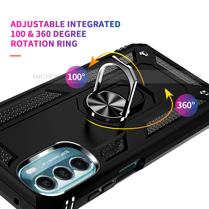 Custodia Silicone e Plastica Opaca Cover con Magnetico Anello Supporto S01 per Motorola Moto G 5G (2022)