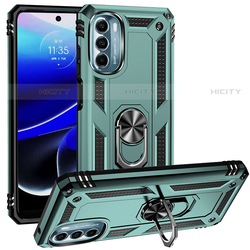 Custodia Silicone e Plastica Opaca Cover con Magnetico Anello Supporto S01 per Motorola Moto G 5G (2022)