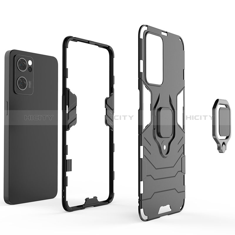 Custodia Silicone e Plastica Opaca Cover con Magnetico Anello Supporto S01 per OnePlus Nord CE 2 5G