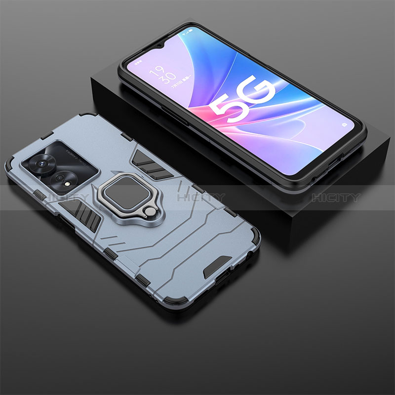 Custodia Silicone e Plastica Opaca Cover con Magnetico Anello Supporto S01 per Oppo A1 Pro 5G