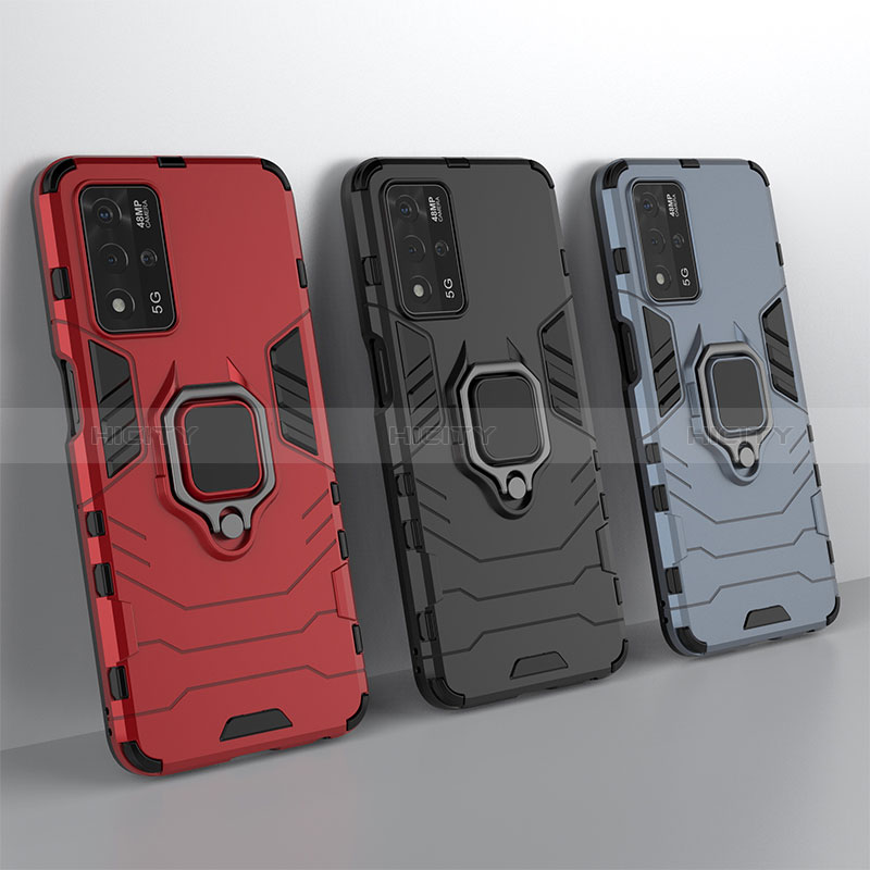 Custodia Silicone e Plastica Opaca Cover con Magnetico Anello Supporto S01 per Oppo A93s 5G