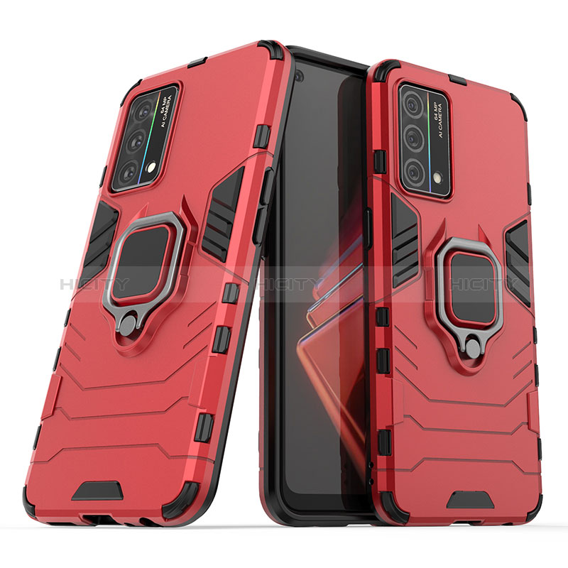 Custodia Silicone e Plastica Opaca Cover con Magnetico Anello Supporto S01 per Oppo K9 5G