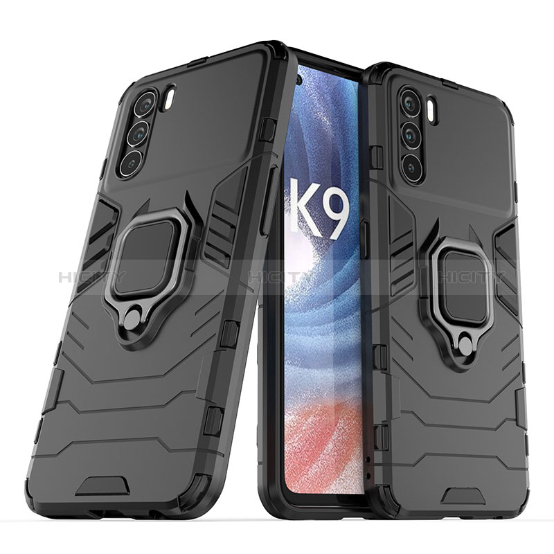 Custodia Silicone e Plastica Opaca Cover con Magnetico Anello Supporto S01 per Oppo K9 Pro 5G