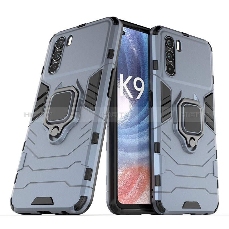 Custodia Silicone e Plastica Opaca Cover con Magnetico Anello Supporto S01 per Oppo K9 Pro 5G