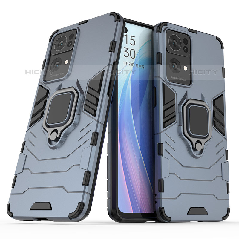 Custodia Silicone e Plastica Opaca Cover con Magnetico Anello Supporto S01 per Oppo Reno7 Pro 5G