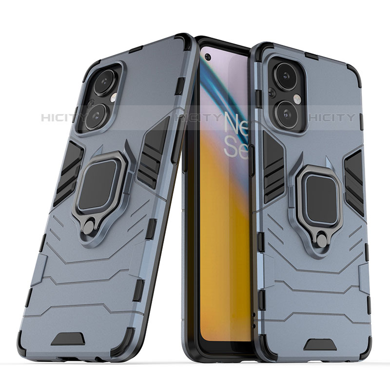 Custodia Silicone e Plastica Opaca Cover con Magnetico Anello Supporto S01 per Oppo Reno8 Z 5G