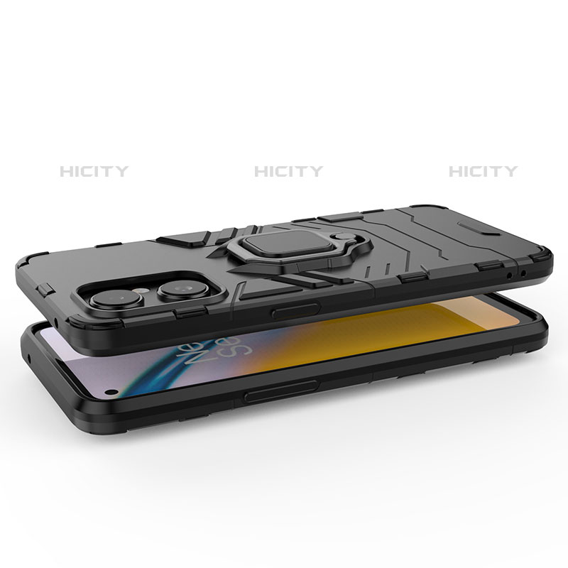 Custodia Silicone e Plastica Opaca Cover con Magnetico Anello Supporto S01 per Oppo Reno8 Z 5G