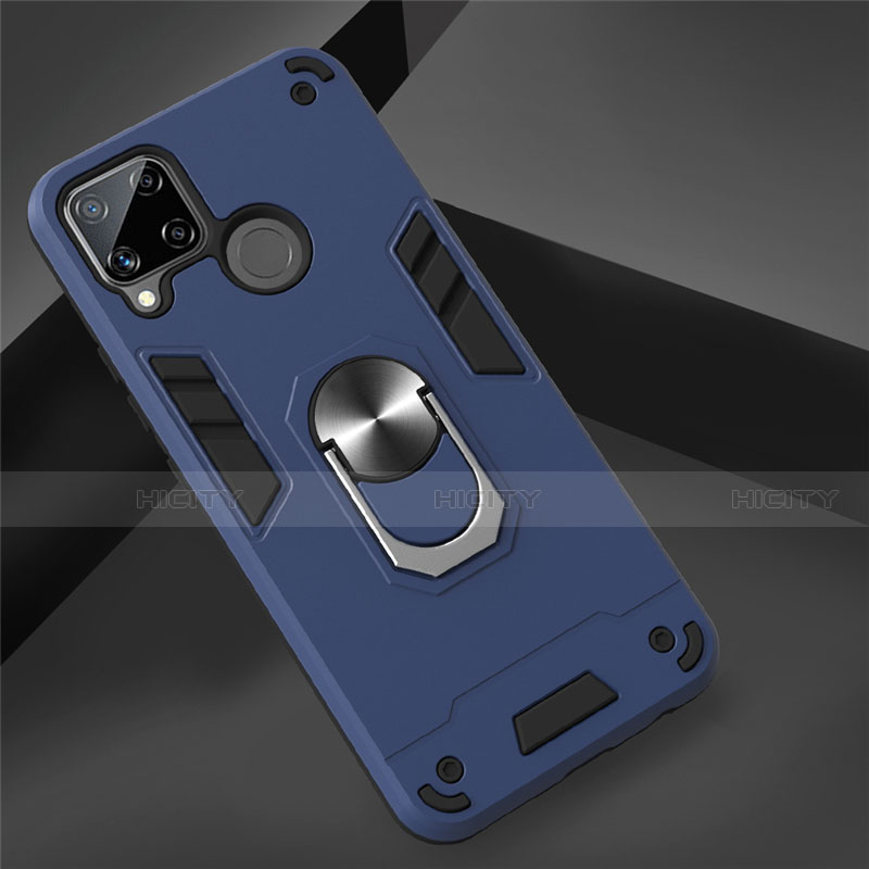 Custodia Silicone e Plastica Opaca Cover con Magnetico Anello Supporto S01 per Realme C15