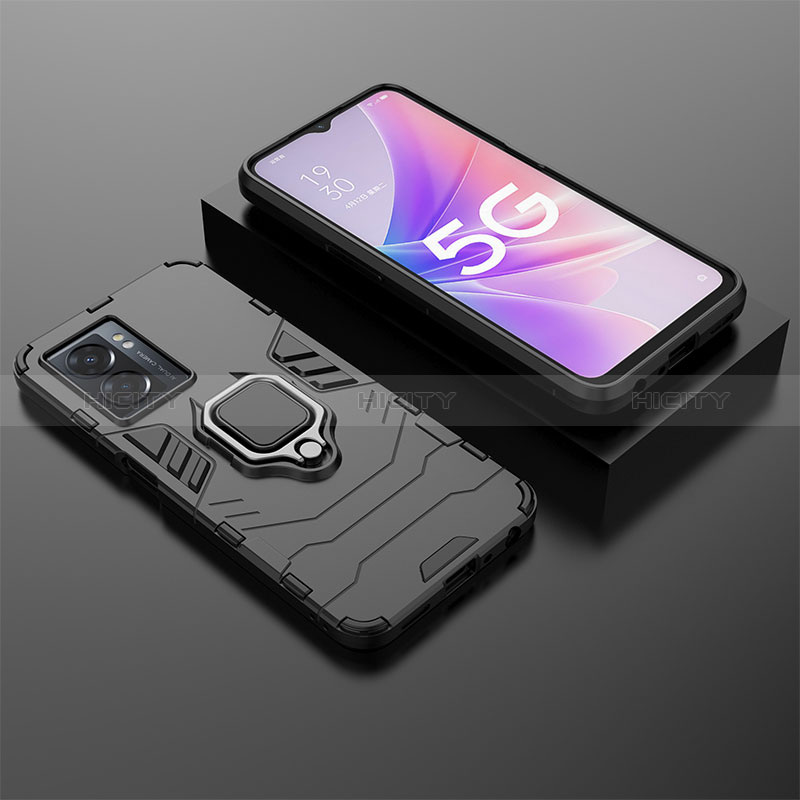 Custodia Silicone e Plastica Opaca Cover con Magnetico Anello Supporto S01 per Realme Q5i 5G