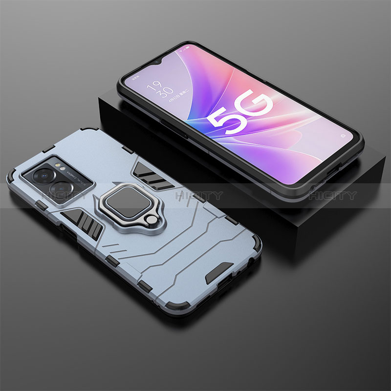 Custodia Silicone e Plastica Opaca Cover con Magnetico Anello Supporto S01 per Realme Q5i 5G