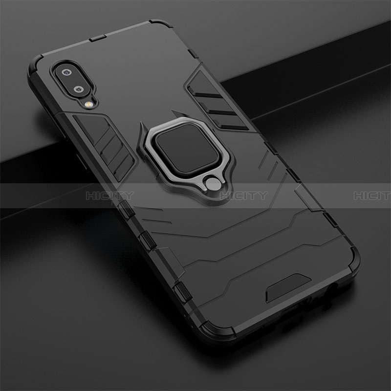 Custodia Silicone e Plastica Opaca Cover con Magnetico Anello Supporto S01 per Samsung Galaxy A02