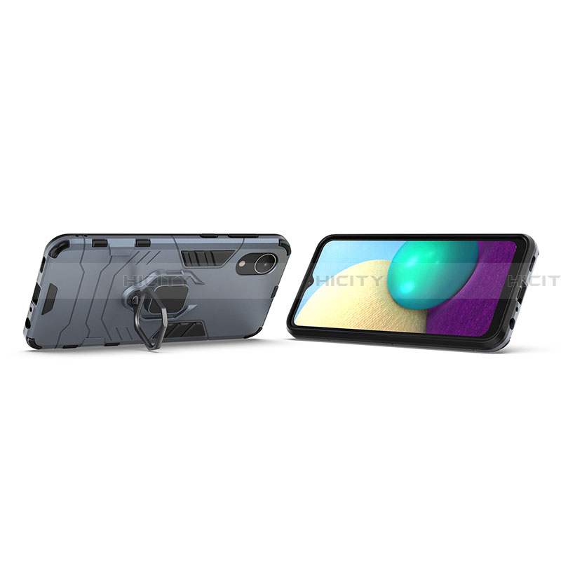 Custodia Silicone e Plastica Opaca Cover con Magnetico Anello Supporto S01 per Samsung Galaxy A03 Core