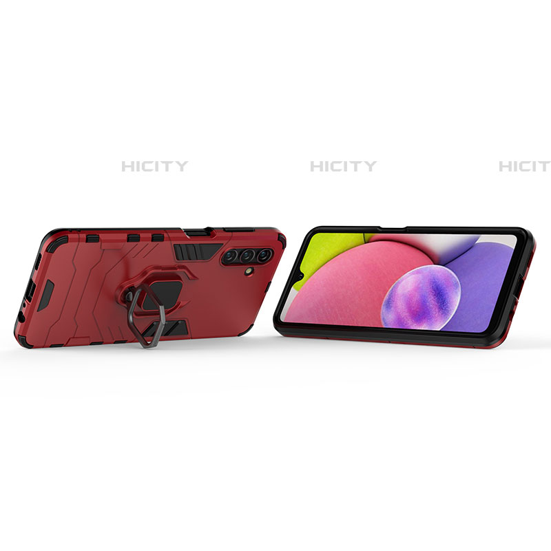 Custodia Silicone e Plastica Opaca Cover con Magnetico Anello Supporto S01 per Samsung Galaxy A04s