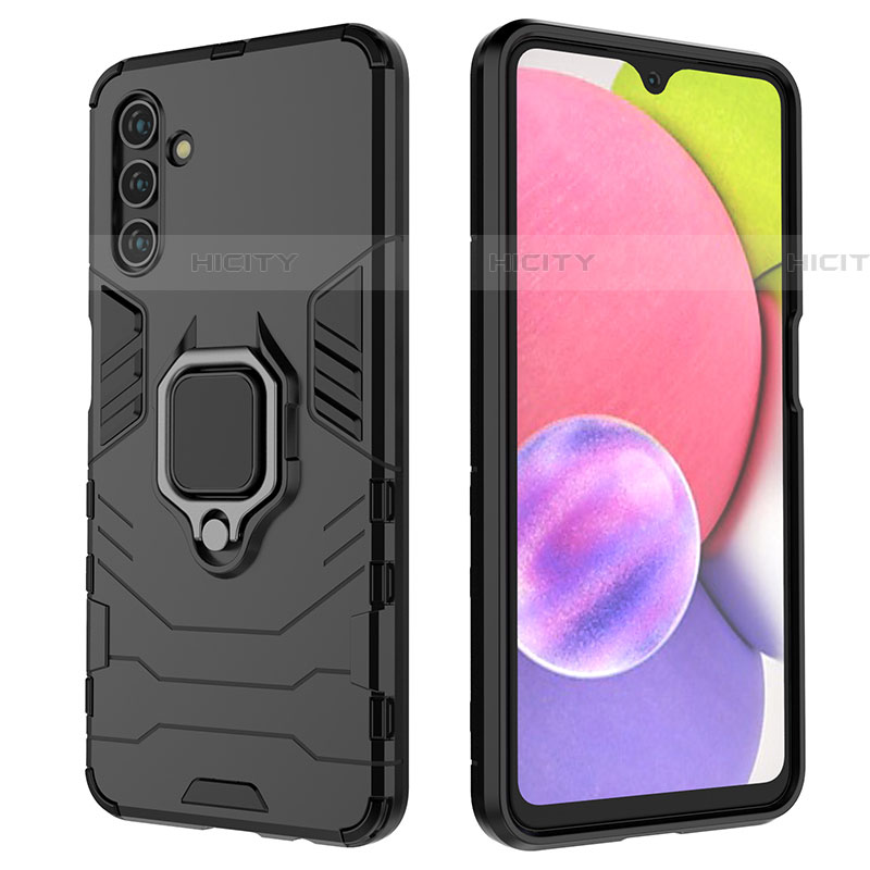 Custodia Silicone e Plastica Opaca Cover con Magnetico Anello Supporto S01 per Samsung Galaxy A04s